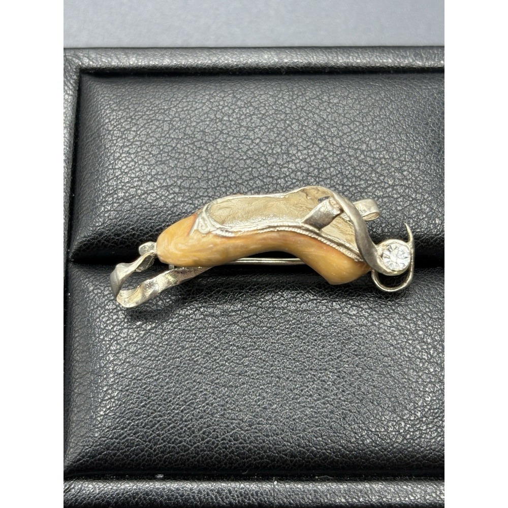 Vintage Sterling Silver Enamel Ballet Shoe Brooch Pin 8 Grams C23